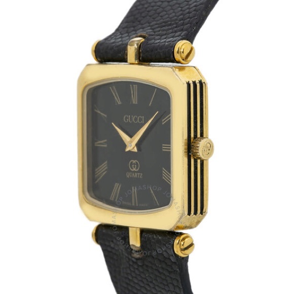 LAST CALL Vintage Gucci Gold Square Stack Black Dial Quartz Watch - Picture 12 of 12